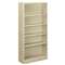 HON COMPANY Metal Bookcase, Five-Shelf, 34-1/2w x 12-5/8d x 71h, Putty