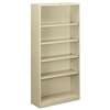 HON COMPANY Metal Bookcase, Five-Shelf, 34-1/2w x 12-5/8d x 71h, Putty