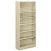 HON COMPANY Metal Bookcase, Six-Shelf, 34-1/2w x 12-5/8d x 81-1/8h, Putty