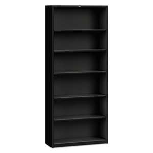 HON COMPANY Metal Bookcase, Six-Shelf, 34-1/2w x 12-5/8d x 81-1/8h, Black