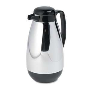 HORMEL CORP Vacuum Glass Lined Chrome-Plated Carafe, 1L Capacity, Black Trim