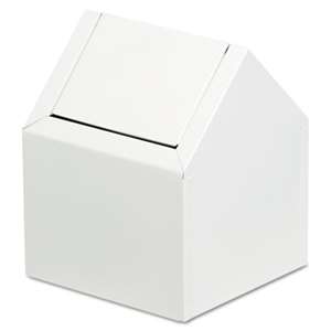 HOSPECO Sanitary Napkin Floor Receptacle, Double Entry Swing Top, Metal, White