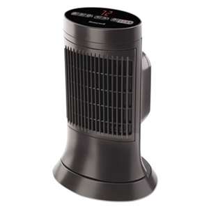 HONEYWELL ENVIRONMENTAL Digital Ceramic Mini Tower Heater, 750 - 1500 W, 10" x 7 5/8" x 14", Black