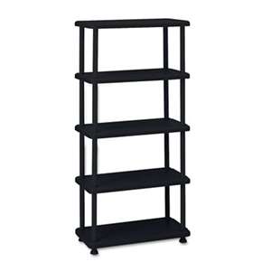 ICEBERG ENTERPRISES Rough N Ready Five-Shelf Open Storage System, Resin, 36w x 18d x 74h, Black