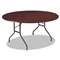 ICEBERG ENTERPRISES Premium Wood Laminate Folding Table, 60 Dia. x 29h, Mahogany Top/Gray Base