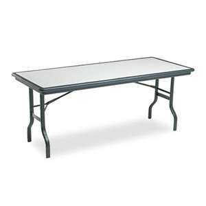 ICEBERG ENTERPRISES IndestrucTables Resin Rectangular Folding Table, 72w x 30d x 29h, Granite/Black
