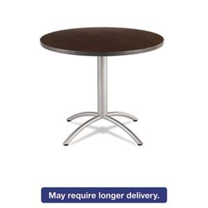 ICEBERG ENTERPRISES Caf‚Works Table, 36 dia x 30h, Walnut/Silver