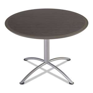 ICEBERG ENTERPRISES iLand Table, Dura Edge, Round Seated Style, 42 dia x 29h, Gray Walnut/Silver