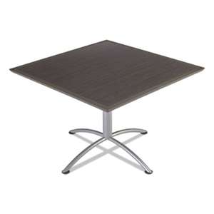 ICEBERG ENTERPRISES iLand Table, Dura Edge, Square Bistro Style, 42w x 42d x 42h, Gray Walnut/Silver