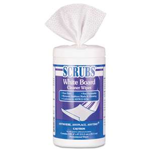 SCRUBS 90891 White Board Cleaner Wipes, Cloth, 8 x 6, White, 120/Canister