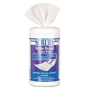 SCRUBS 90891CT White Board Cleaner Wipes, Cloth, 8 x 6, White, 120/Canister