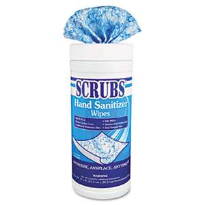 SCRUBS 90956CT Antimicrobial Hand Sanitizer Wipes, 6 x 8, 50/Canister, 6 Packs/Carton