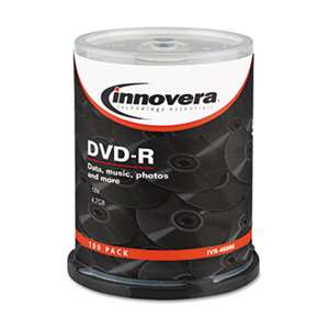 INNOVERA DVD-R Discs, 4.7GB, 16x, Spindle, Silver, 100/Pack