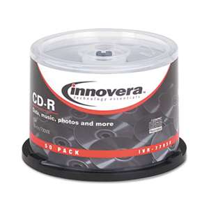 Innovera 77950 CD-R Discs, 700MB/80min, 52x, Spindle, Silver, 50/Pack