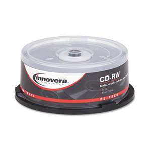 Innovera 78825 CD-RW Discs, 700MB/80min, 12x, Spindle, Silver, 25/Pack