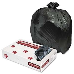 JAGUAR PLASTICS Low-Density Can Liners, 33gal, .6mil, Black, 200/Carton