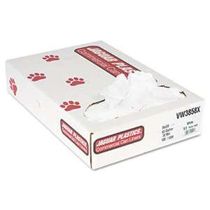 JAGUAR PLASTICS Industrial Strength Commercial Can Liners, 60gal, .7mil, White, 100/Carton