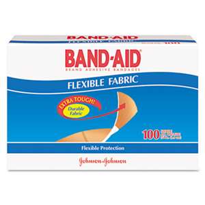JOHNSON & JOHNSON Flexible Fabric Premium Adhesive Bandages, 3/4" x 3", 100/Box