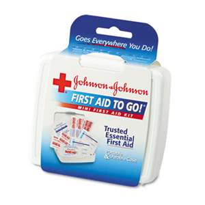 JOHNSON & JOHNSON Mini First Aid To Go Kit, 12-Pieces, Plastic Case