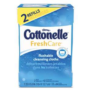 KIMBERLY CLARK Fresh Care Flushable Cleansing Cloths, White, 3.73 x 5.5, 84/Pack