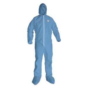 KIMBERLY CLARK A65 Hood & Boot Flame-Resistant Coveralls, Blue, 3X-Large, 21/Carton