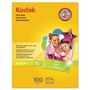 KODAK, EASTMAN, CO. Photo Paper, 6.5 mil, Glossy, 8-1/2 x 11, 100 Sheets/Pack