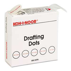 CHARTPAK/PICKETT Adhesive Drafting Dots w/Dispenser, 7/8in dia, White, 500/Box