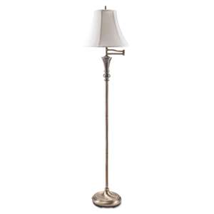 LEDU CORP. Brass Swing Arm Incandescent Floor Lamp, 60" High, White