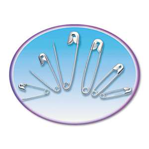 CHARLES LEONARD, INC Safety Pins, Nickel-Plated, Steel, Assorted Sizes, 50/Pack