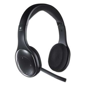 H800 Binaural Over-the-Head Wireless Bluetooth Headset, 4 ft Range, Black