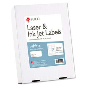 CHARTPAK/PICKETT White Laser/Inkjet Shipping & Address Labels, 2 x 4, 2500/Box