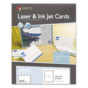 CHARTPAK/PICKETT Unruled Microperforated Laser/Ink Jet Index Cards, 4 x 6, White, 100/Box