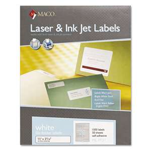 CHARTPAK/PICKETT Laser/Inkjet White File Folder Labels, 2/3 x 3 7/16, White, 1500/Box