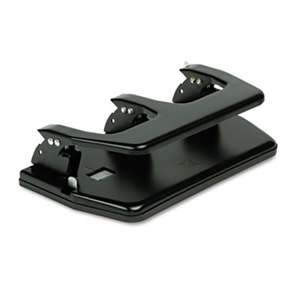 PREMIER MARTIN YALE 20-Sheet Three-Hole Punch, Oversized Handle, 9/32" Holes, Steel, Black