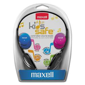 MAXELL CORP. OF AMERICA Kids Safe Headphones, Pink/Blue/Silver