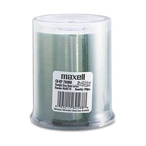 MAXELL CORP. OF AMERICA CD-R Discs, 700MB/80 min, 48x, Spindle, Printable Matte Silver, 100/Pack
