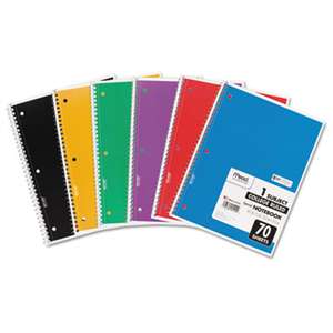 MEAD PRODUCTS Spiral Bound Notebook, Perforated, College Rule, 10.5 x 7.5, White, 70 Sheets