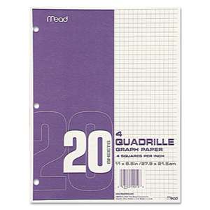MEAD PRODUCTS Graph Paper, Quadrille (4 sq/in), 8 1/2 x 11, White, 20 Sheets/Pad, 12 Pads/Pack