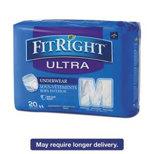 MEDLINE INDUSTRIES, INC. FitRight Ultra Protective Underwear, Medium, 28-40" Waist, 20/Pack
