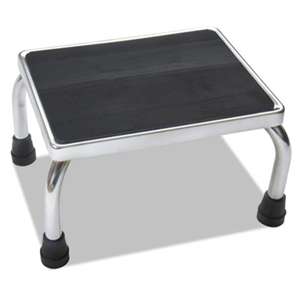 MEDLINE INDUSTRIES, INC. Foot Stool, 16w x 12d x 8 1/4h, Steel, Chrome/Black Mat