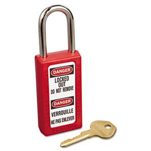 MASTER LOCK COMPANY Lightweight Zenex Safety Lockout Padlock, 1 1/2" Wide, Red, 2 Keys, 6/Box