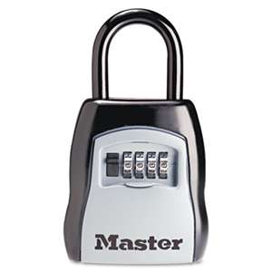 MASTER LOCK COMPANY Locking Combination 5 Key Steel Box, 3 1/2w x 1 5/8d x 4h, Black/Silver