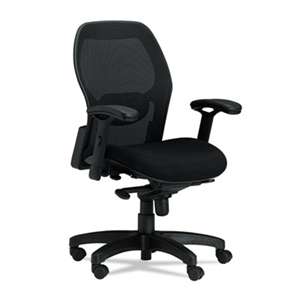 MAYLINE COMPANY Mercado Series Mid-Back Mesh Chair, Mesh Back/Fabric Seat, Black