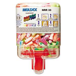 MOLDEX-METRIC, INC. SparkPlugs PlugStation Dispenser, Cordless, 33NRR, Asst. Colors, 250 Pairs