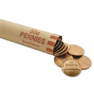 MMF INDUSTRIES Nested Preformed Coin Wrappers, Pennies, $.50, Red, 1000 Wrappers/Box