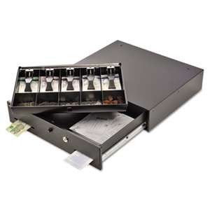 MMF INDUSTRIES Alarm Alert Steel Cash Drawer w/Key & Push-Button Release Lock, Black