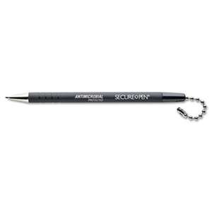 MMF INDUSTRIES Secure-A-Pen Replacement Ballpoint Antimicrobial Counter Pen, Black Ink, Medium