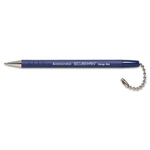 MMF INDUSTRIES Secure-A-Pen Replacement Ballpoint Antimicrobial Counter Pen, Blue Ink, Medium