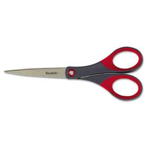 Scotch 1447 Precision Scissors, Pointed, 7" Length, 2-1/2" Cut, Gray/Red