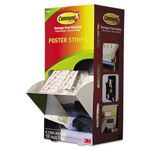 3M/COMMERCIAL TAPE DIV. Poster Strips, 3/4" x 2 1/8", White, 100/Carton